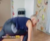 Brazzers - Sexy Blonde Teen Eva Elfie Is Trying To Do Some Yoga Postures In A Loose Blouse from down blouse yoga challenge