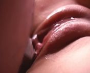 SLOW MOTION. Extremely close-up. Sperm dripping down the pussy from slow fucking pussy close view