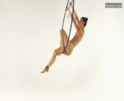 Brunette Kim Nadara in yellow socks doing acrobatics from kim minju nude cfapfakes