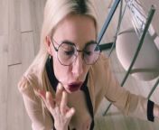 A realtor with glasses showed the apartment but could not refuse a big dick and sperm on her face in from vik1one