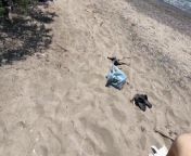 Wife fucks husband and his friend on public beach and gets double creampie Sloppy seconds from crazy public nudity on the streets