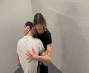 Public stairwell fuck in yoga pants with 2 guys ending in double facial Amateur hotwife from c4x