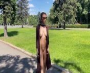 Stylish Lady walks naked in park. Public. from dorota gawryluk nago