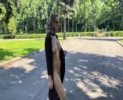 Stylish Lady walks naked in park. Public. from kolkata park choda chodi video