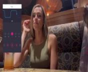 Cumming hard in public restaurant with Lush remote controlled vibrator from hot sara in public