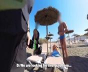 NUDIST BEACH WHORE exhibitionist amateur girl blowjobs stranger sorrounded by old voyeur men from alexander krivon nudist
