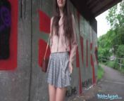 Public Agent - super natural and cute real european 19yr college student with natural breasts and red lingerie fucked outside from assamese college student