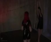 PVC Clad Femdom Uses Cane And Cuts Lingerie Of Her Submissive Lesbian Partner from psc