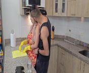 My boss&apos;s son seduces me and his father surprises us fucking in the kitchen Kourtney Love from kitchen maid